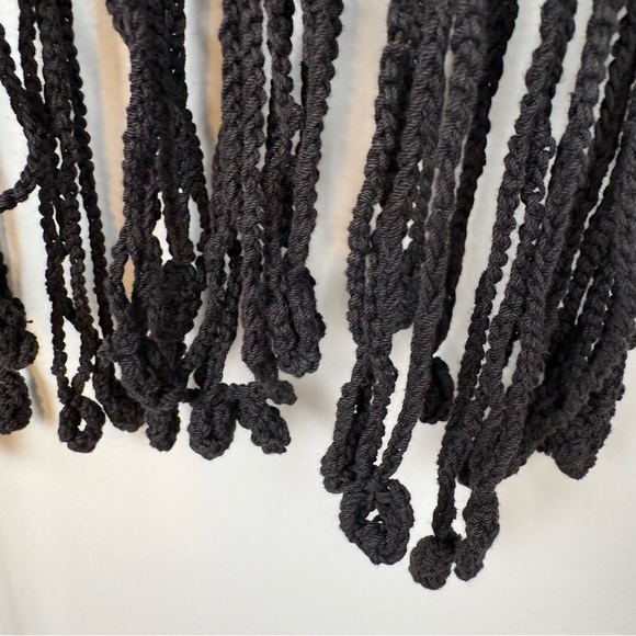 Vintage Vivienne Tam Crochet Fringe Crop Top Macrame Black Sz - Picture 8 of 14